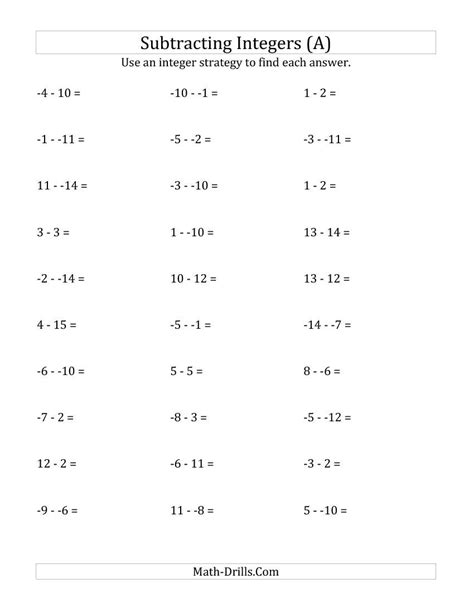 subtracting integers worksheet pdf grade 7